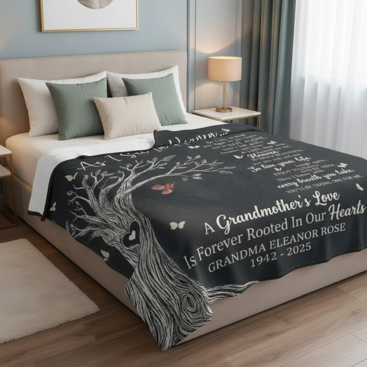 Grandma Memorial Personalized Blanket – Custom Name & Year Gift