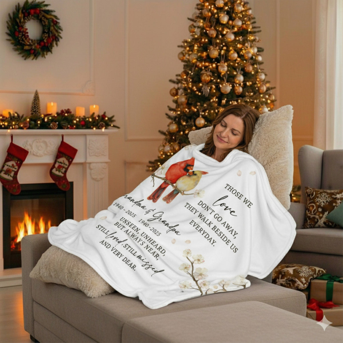 Grandma Grandpa Memorial Blanket – Personalized Sympathy Gift