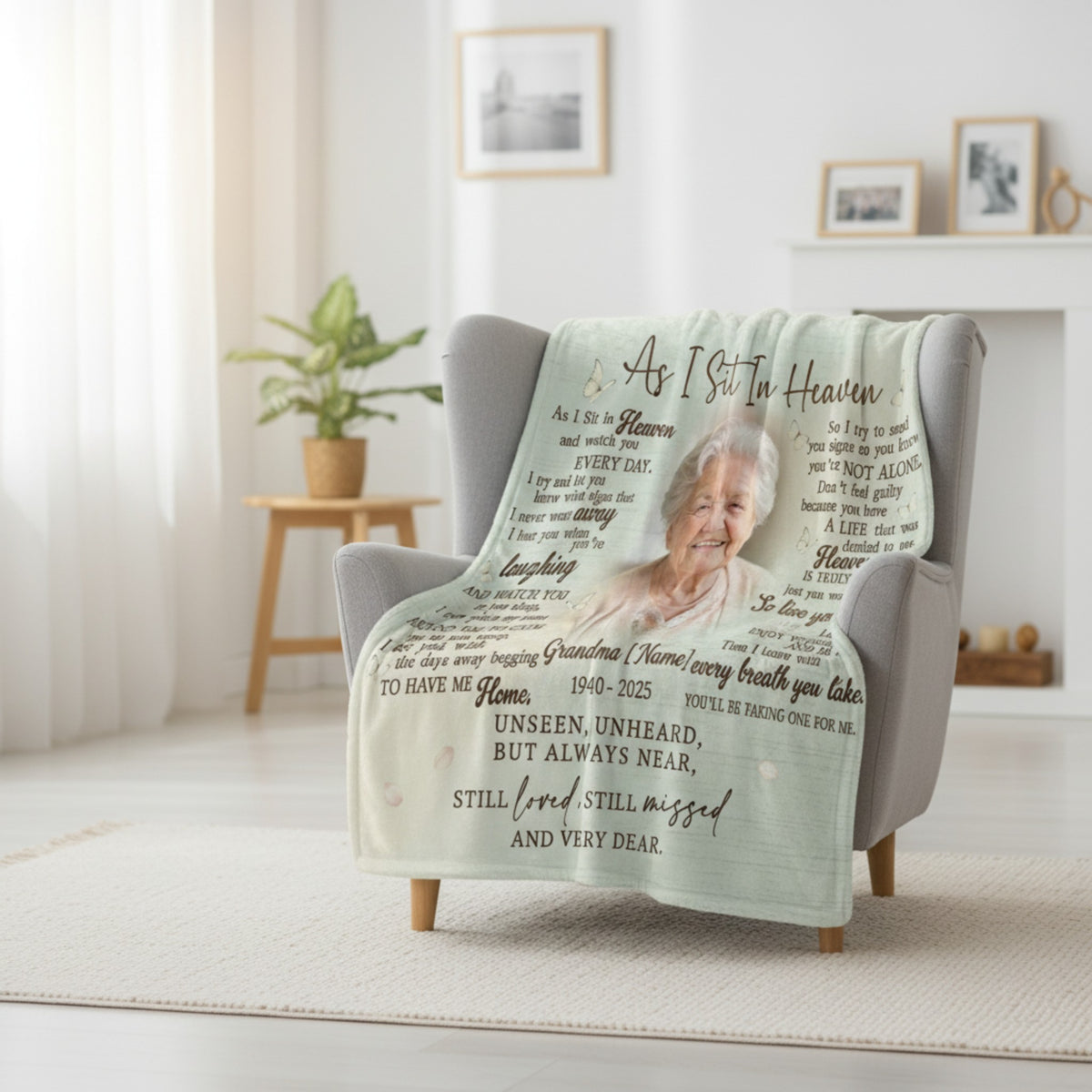 Grandma Memorial Blanket – Custom Photo, Name & Years