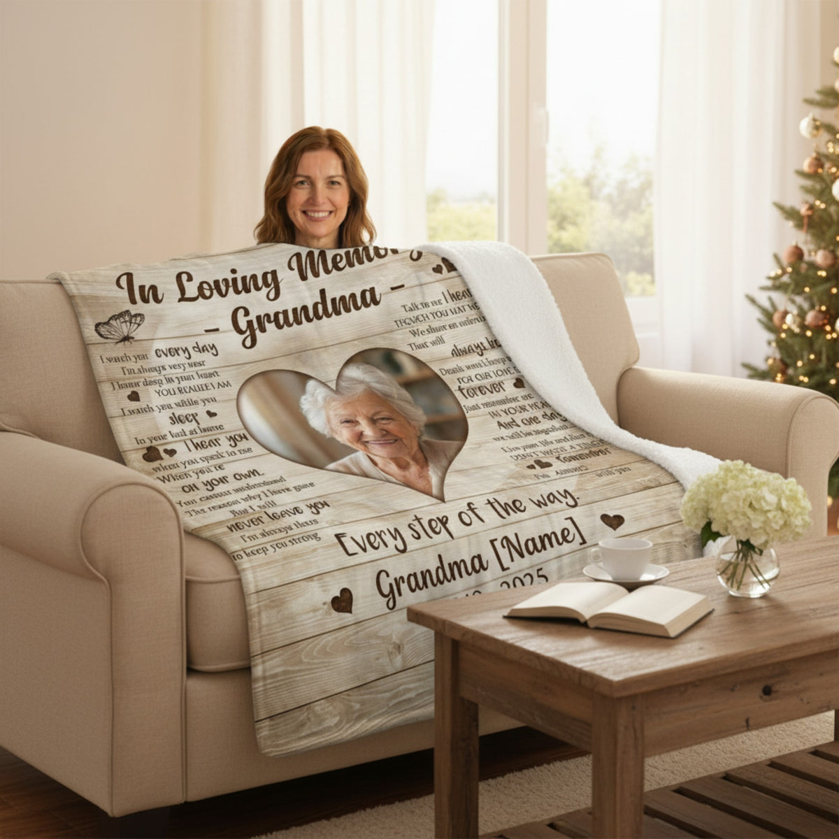 Grandma Memorial Personalized Blanket – Custom Photo & Name