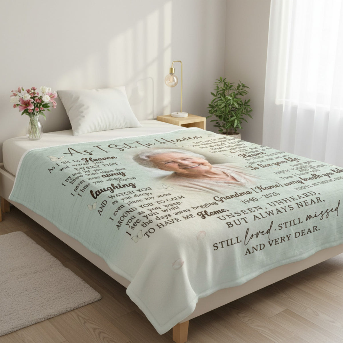 Grandma Memorial Blanket – Custom Photo, Name & Years