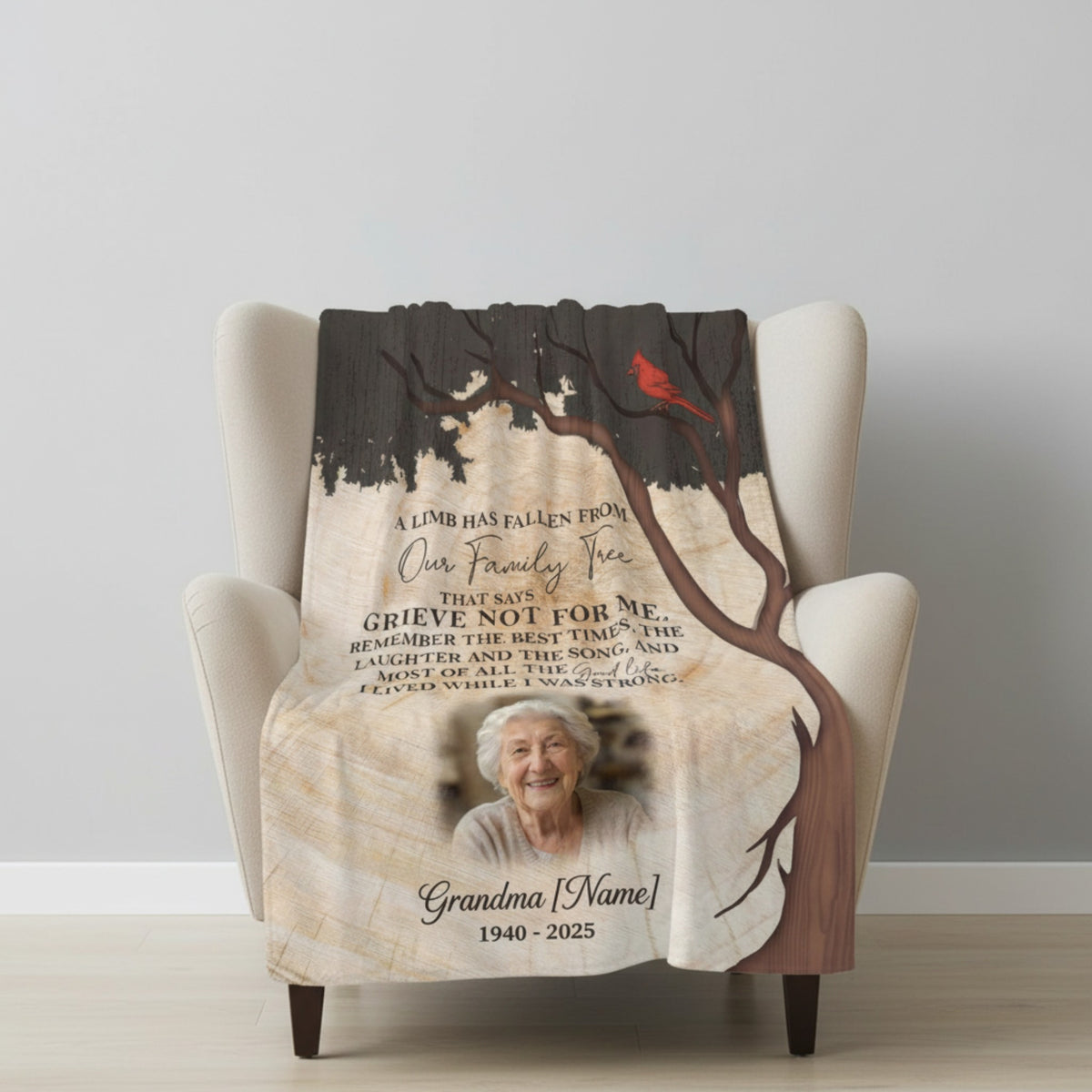 Grandma Memorial Personalized Blanket – Custom Photo & Years