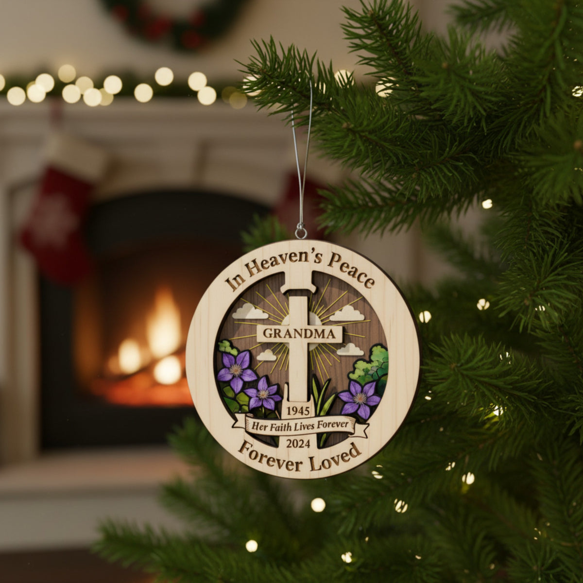 Grandma Memorial Wooden Ornament – Remembrance Keepsake Gift