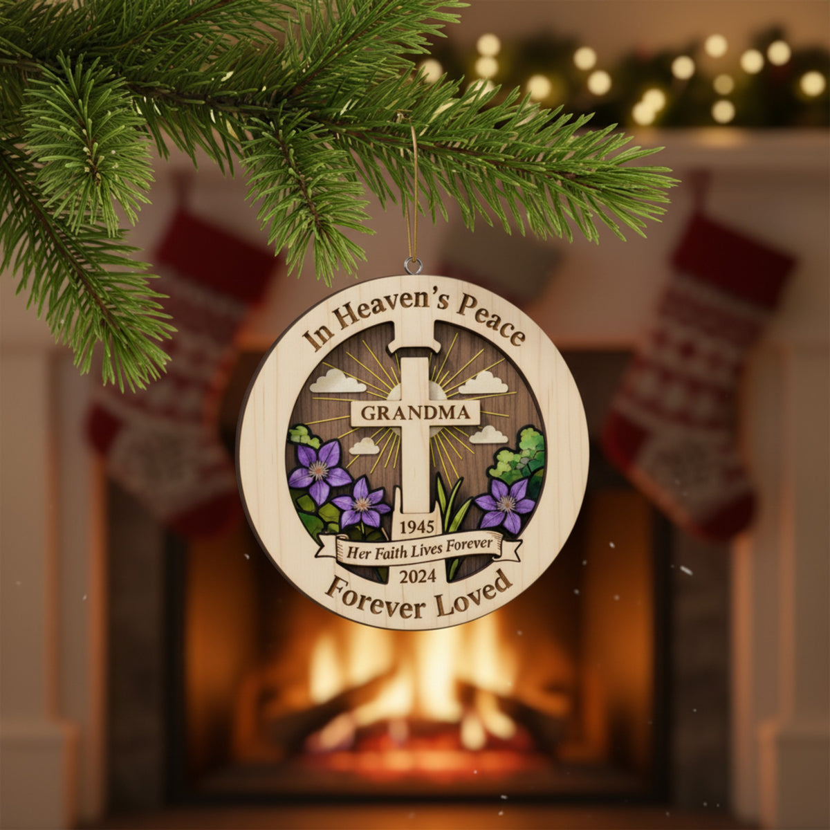 Grandma Memorial Wooden Ornament – Remembrance Keepsake Gift