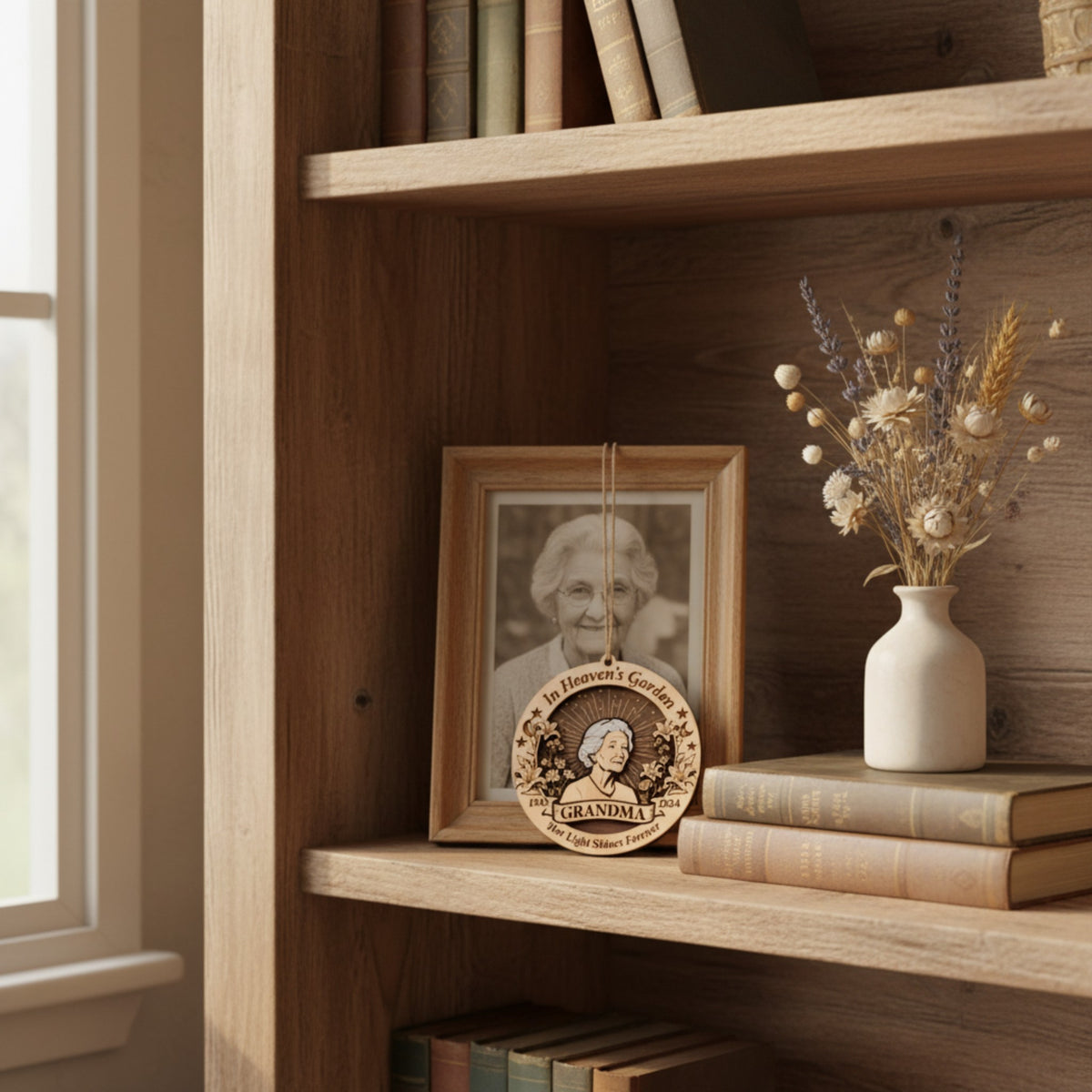 Grandma Memorial Layered Wooden Ornament – Custom Photo Gift