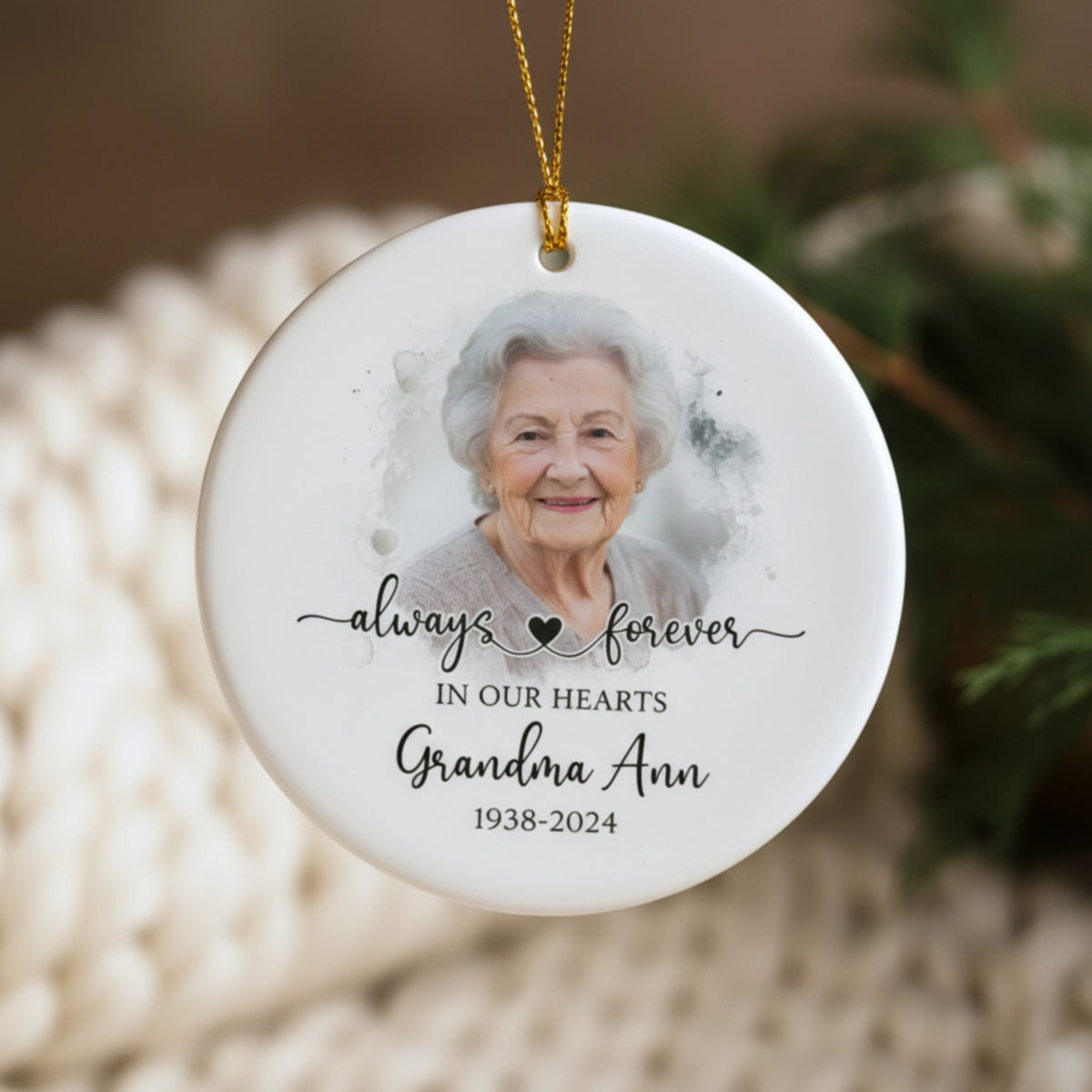 Grandma Memorial Photo Personalized Ornament – Remembrance Gift