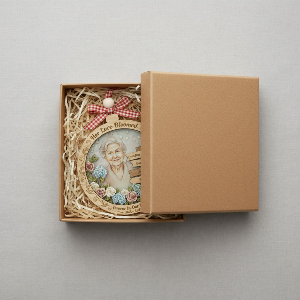 Grandma Memorial Photo Wooden Ornament – Remembrance Gift