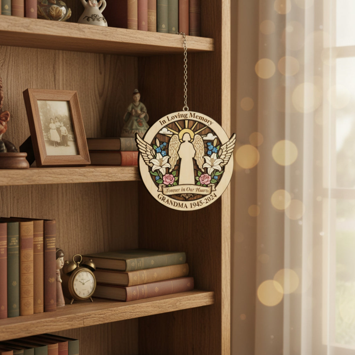 Grandma Memorial Wooden Ornament – Custom Name & Dates