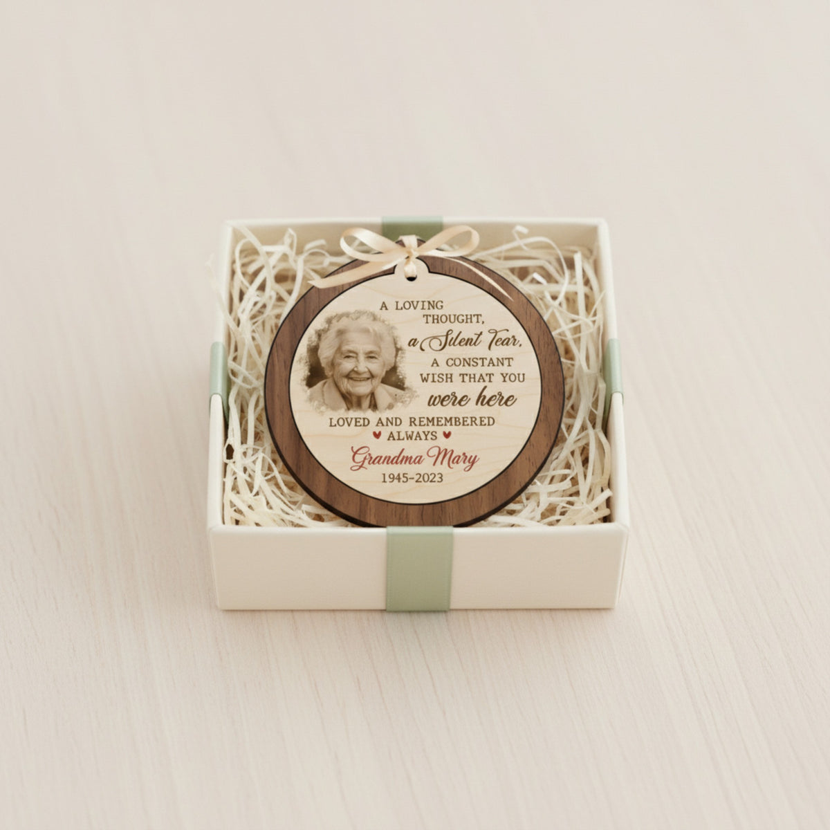 Grandma Memorial Wooden Ornament – Custom Photo Keepsake