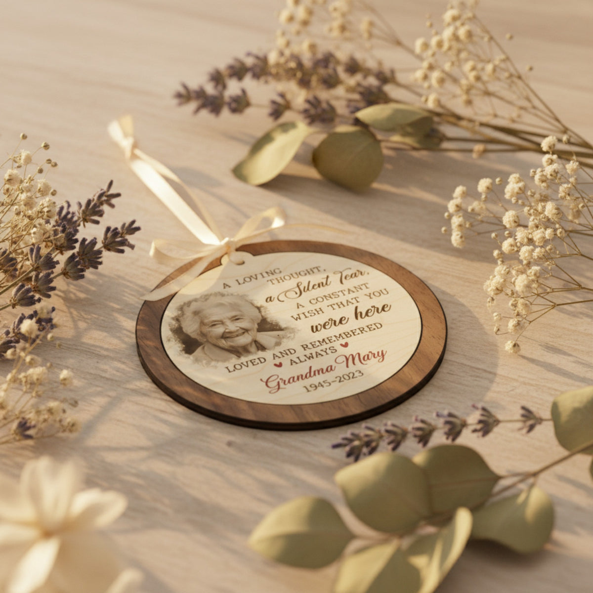 Grandma Memorial Wooden Ornament – Custom Photo Keepsake