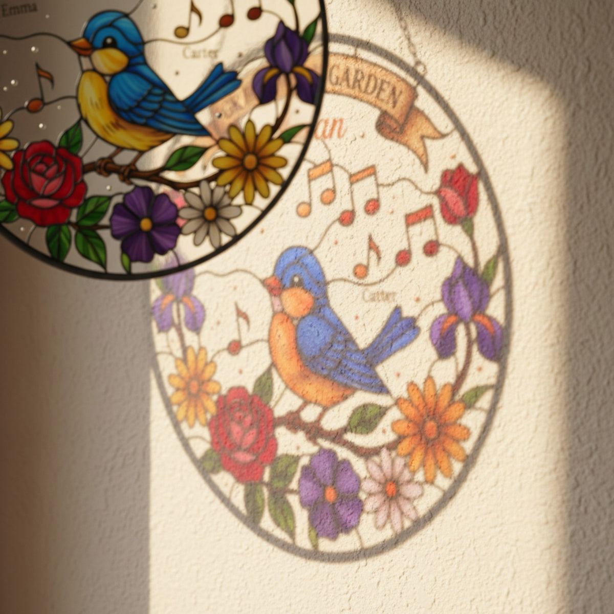 Grandkids' Garden Stained Glass Suncatcher for Grandma – Custom Gift