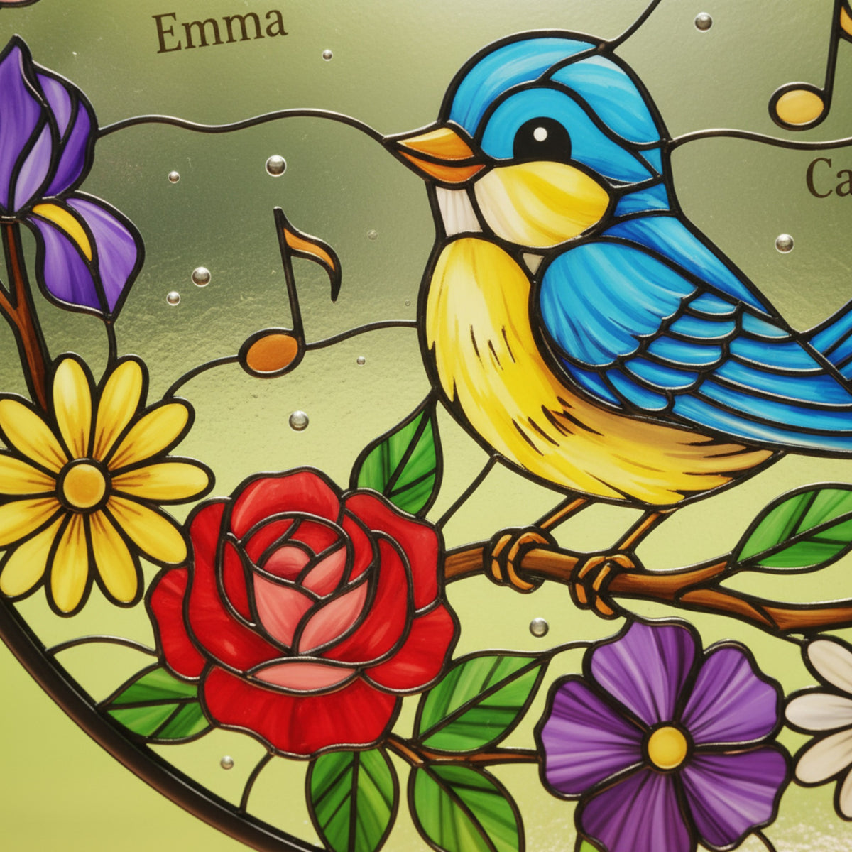 Grandkids' Garden Stained Glass Suncatcher for Grandma – Custom Gift