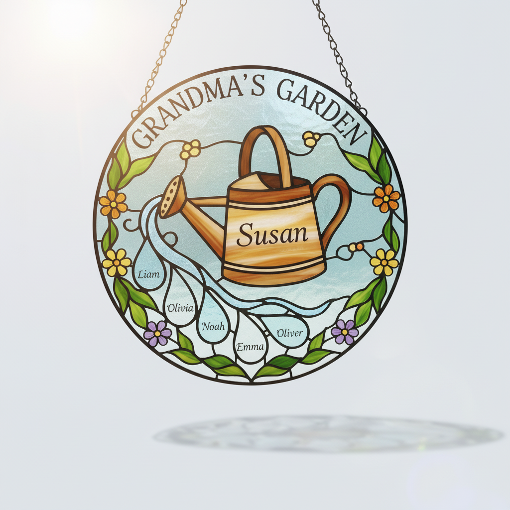 Generations Garden Stained Glass Suncatcher for Grandma – Personalized Gift