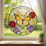 Butterfly Garden Personalized Stained Glass Suncatcher for Grandma – Custom Names