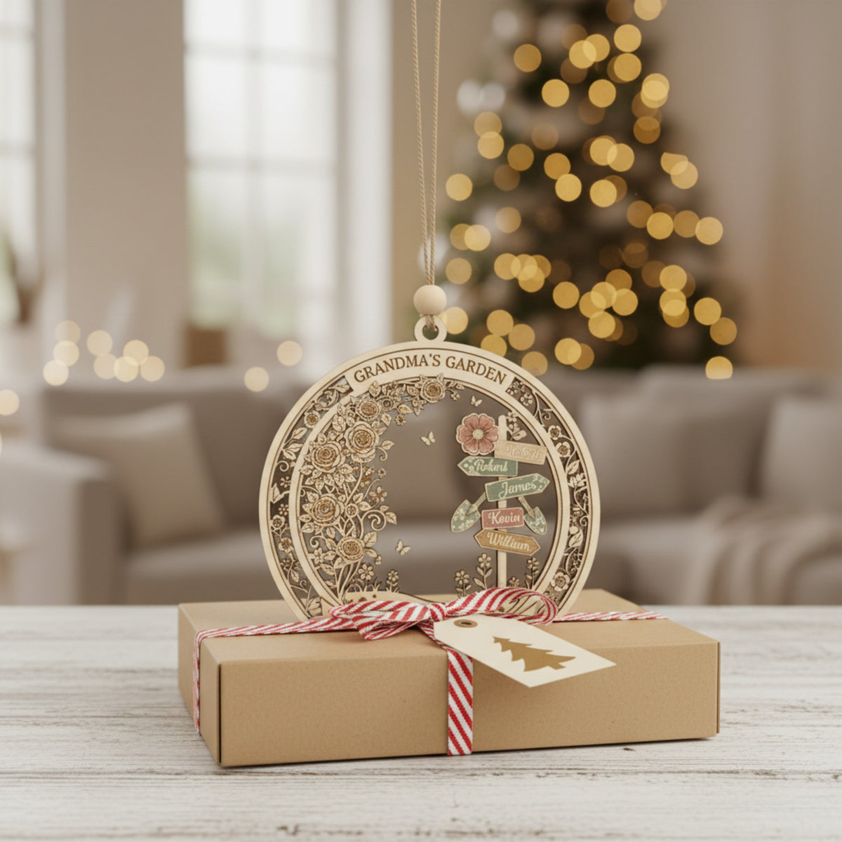 Grandma's Garden Personalized Transparent Acrylic Ornament – Custom Keepsake Gift