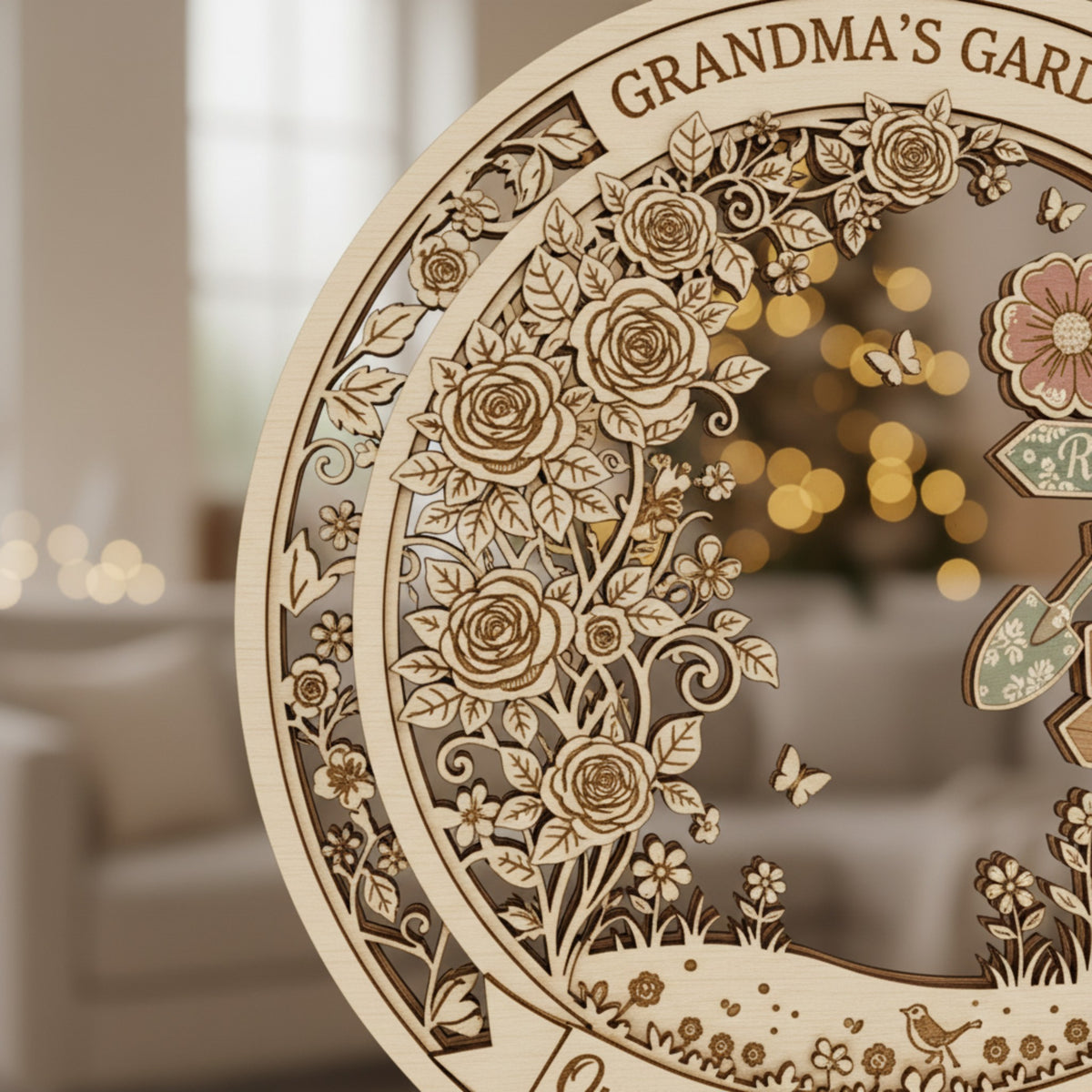 Grandma's Garden Personalized Transparent Acrylic Ornament – Custom Keepsake Gift