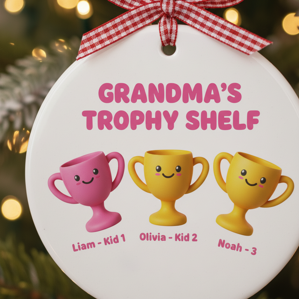 Grandma's Trophy Shelf Personalized Ceramic Ornamen