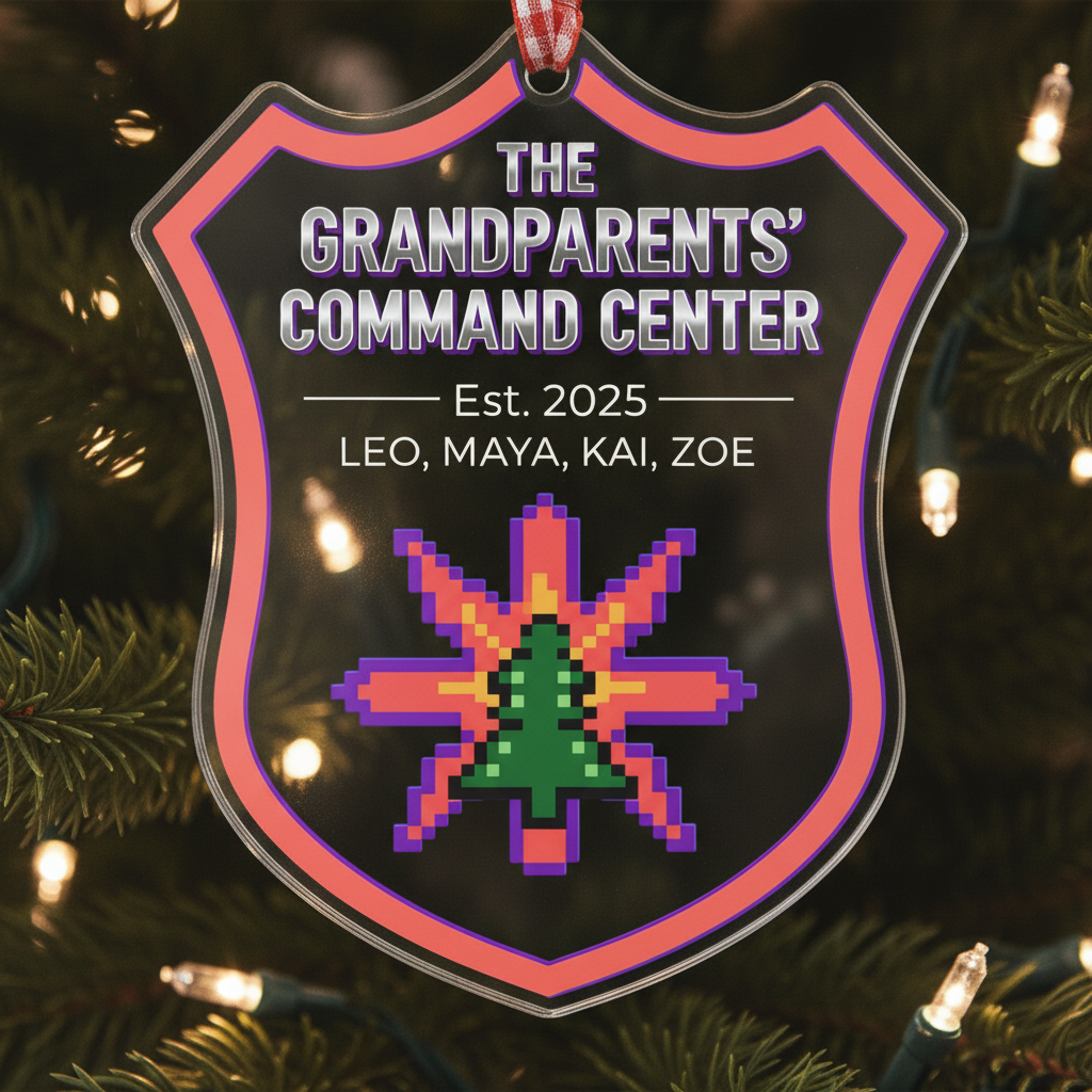 Grandparents Command Center Personalized Shape Acrylic Ornament