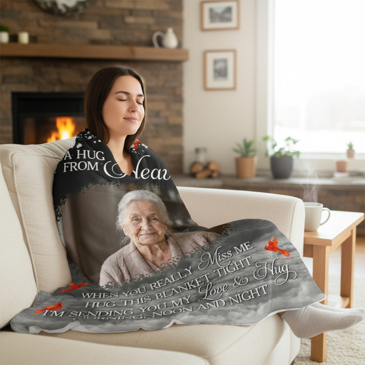 Heavenly Hug Personalized Memorial Blanket for Grandma