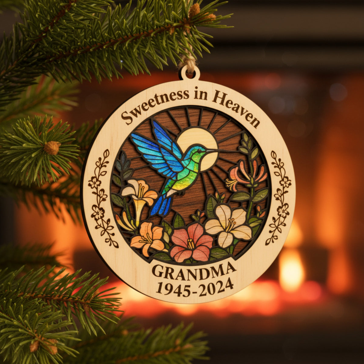 Hummingbird Memorial Ornament for Grandma – Remembrance Gift