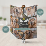 In Loving Memory Dog Photo Collage Blanket - Black Center Custom Tribute