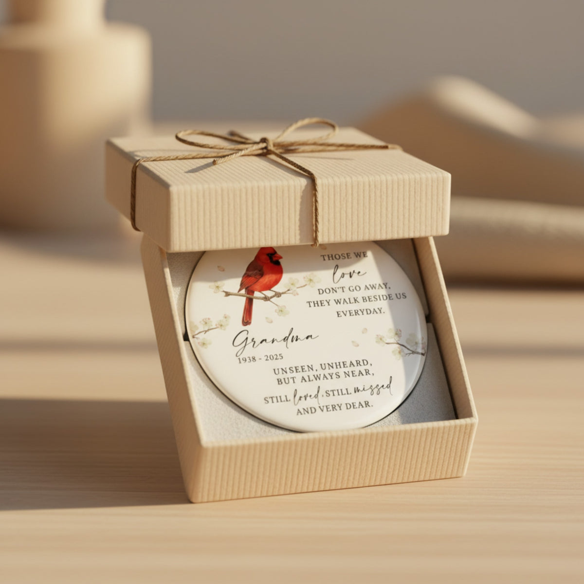 Memorial Cardinal Ornament for Grandma – Custom Memorial Gift