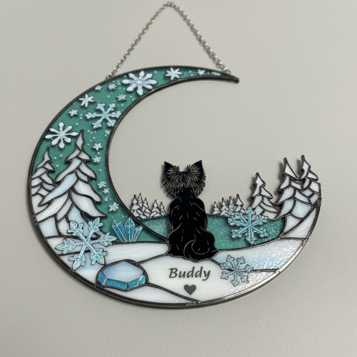 Memorial Crescent Moon Dog Suncatcher for Pet Lovers – Custom Suncatcher