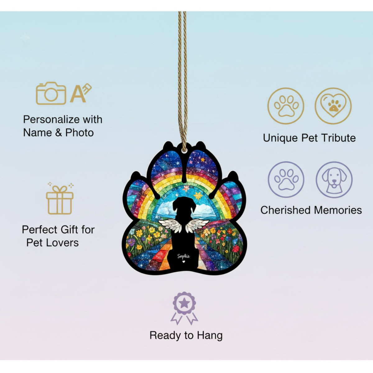 Memorial Paw Print Suncatcher Ornament