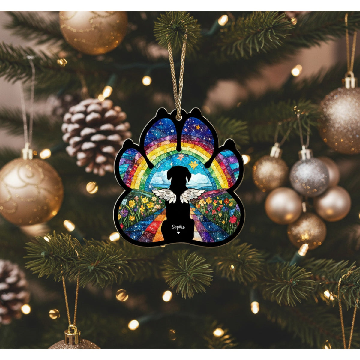 Memorial Paw Print Suncatcher Ornament