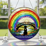 Stained Glass Window Suncatcher – Dog Memorial Gift – Rainbow Bridge Pet Loss Keepsake
