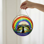 Stained Glass Window Suncatcher – Dog Memorial Gift – Rainbow Bridge Pet Loss Keepsake