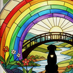 Stained Glass Window Suncatcher – Dog Memorial Gift – Rainbow Bridge Pet Loss Keepsake