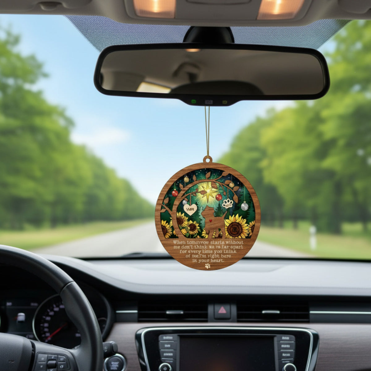 Memorial Sunflower Forest Ornament for Pet Lovers – Layered Wooden and Acrylic Keepsake