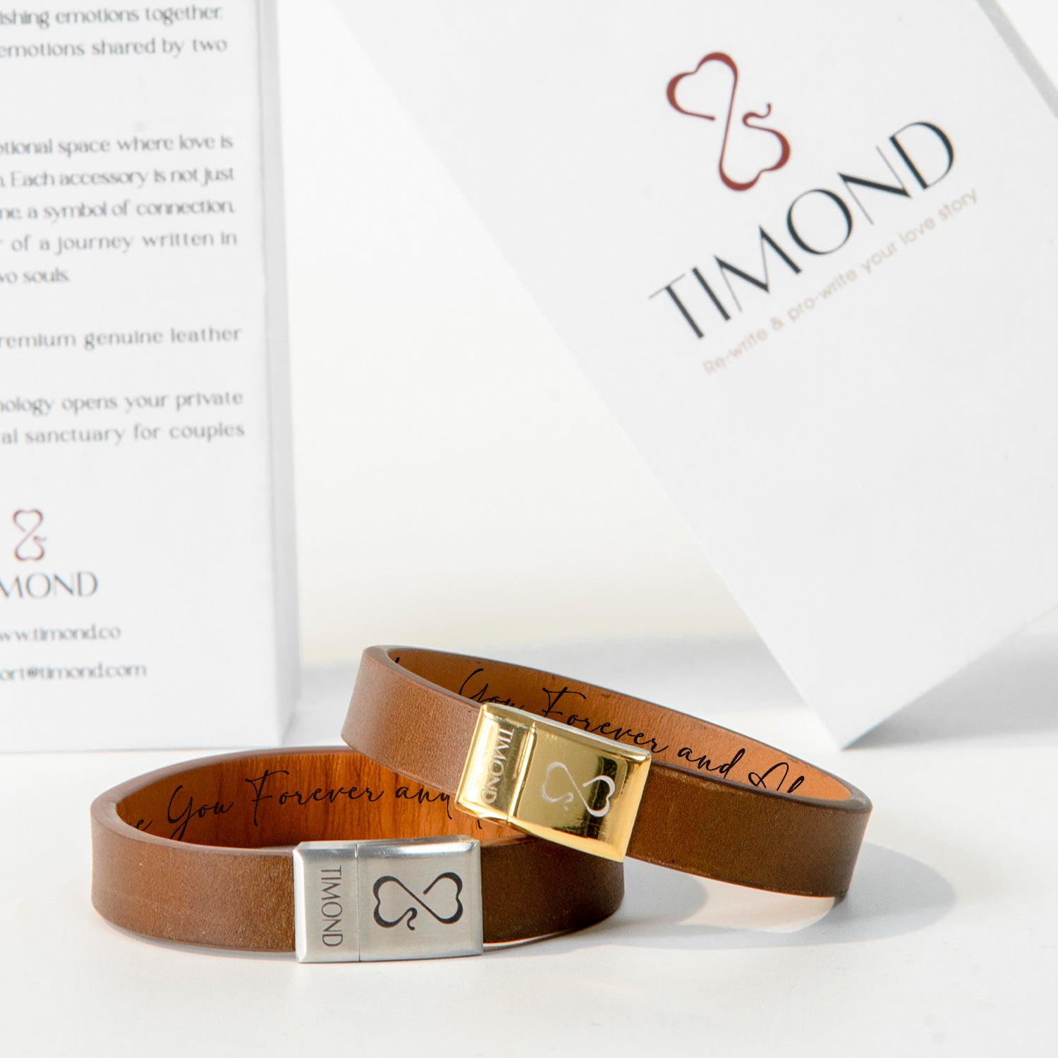Personalized NFC Shell Cordovan Leather Couple Bracelets - Pair Set of 2 (Infinity Heart Design for Couples)