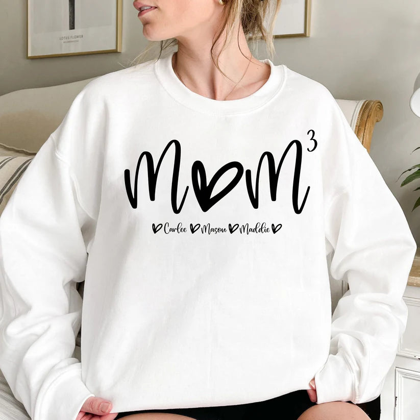 Custom "Mom^N" Shirt Personalized with Kids’ Names & Count