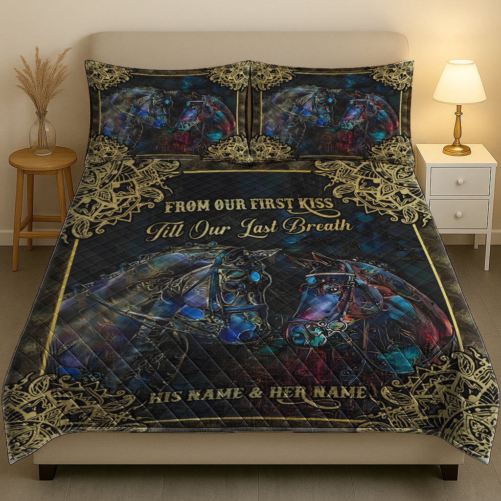 Personalized From Our First Kiss Till Our Last Breath Quilted Bedding Set