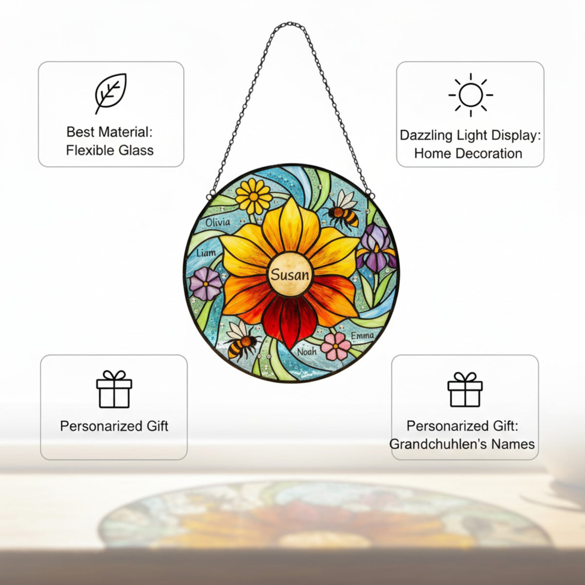 Our Grandkids' Garden Personalized Suncatcher for Grandma – Custom Names