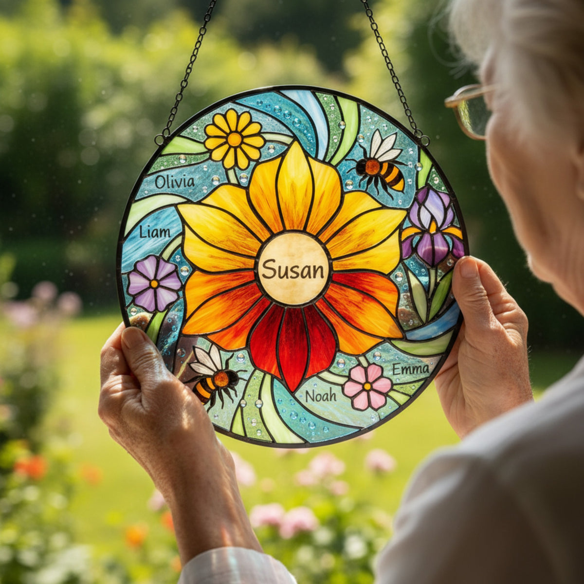 Our Grandkids' Garden Personalized Suncatcher for Grandma – Custom Names