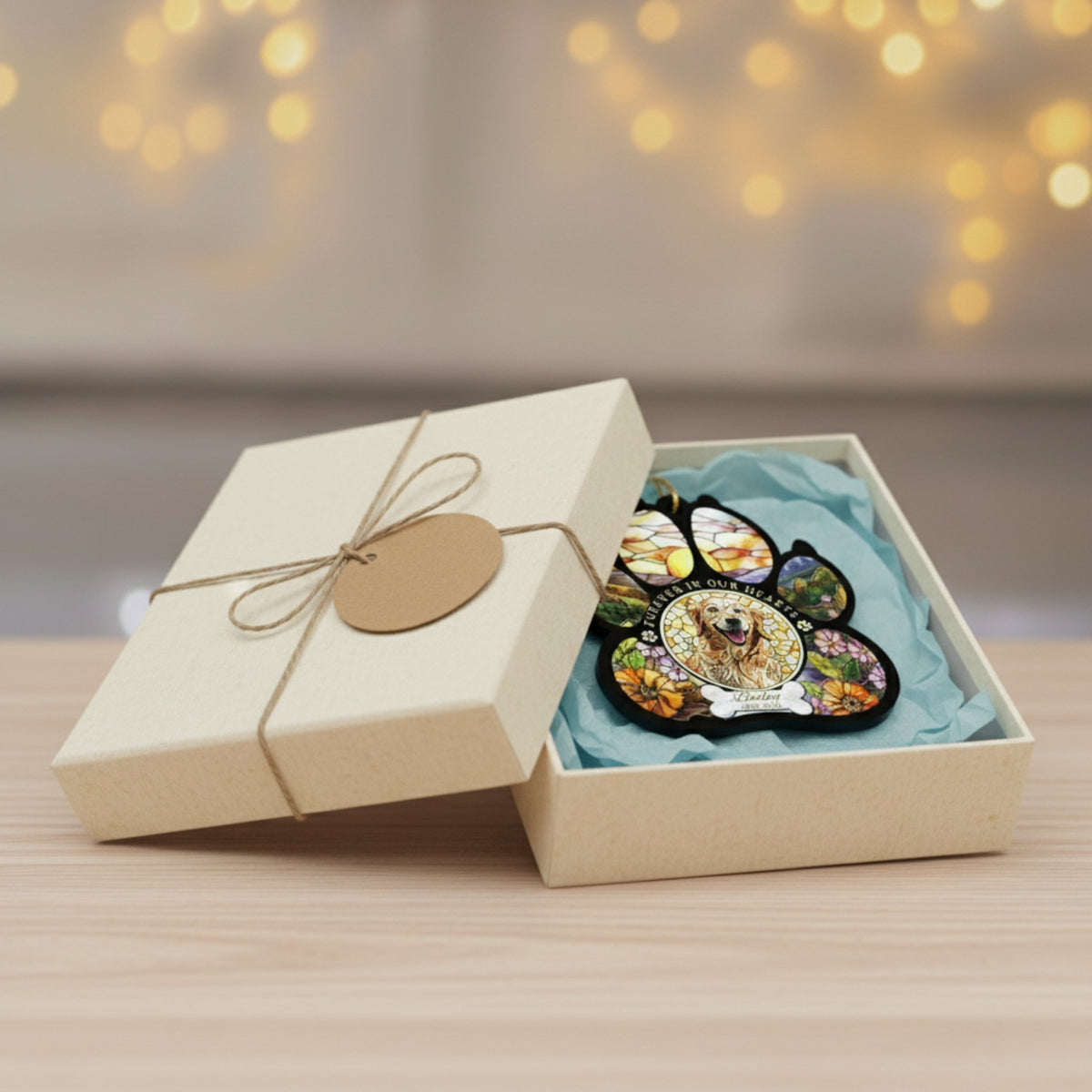 Memorial Paw Print Ornament for Pet Lovers – Custom Photo Keepsake