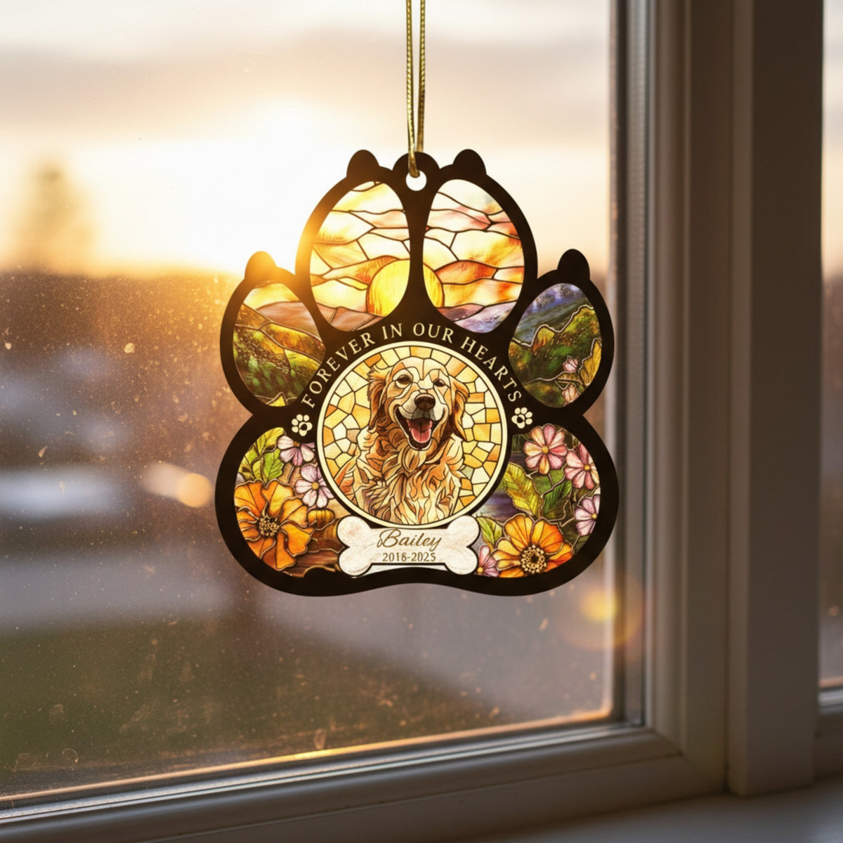 Memorial Paw Print Ornament for Pet Lovers – Custom Photo Keepsake