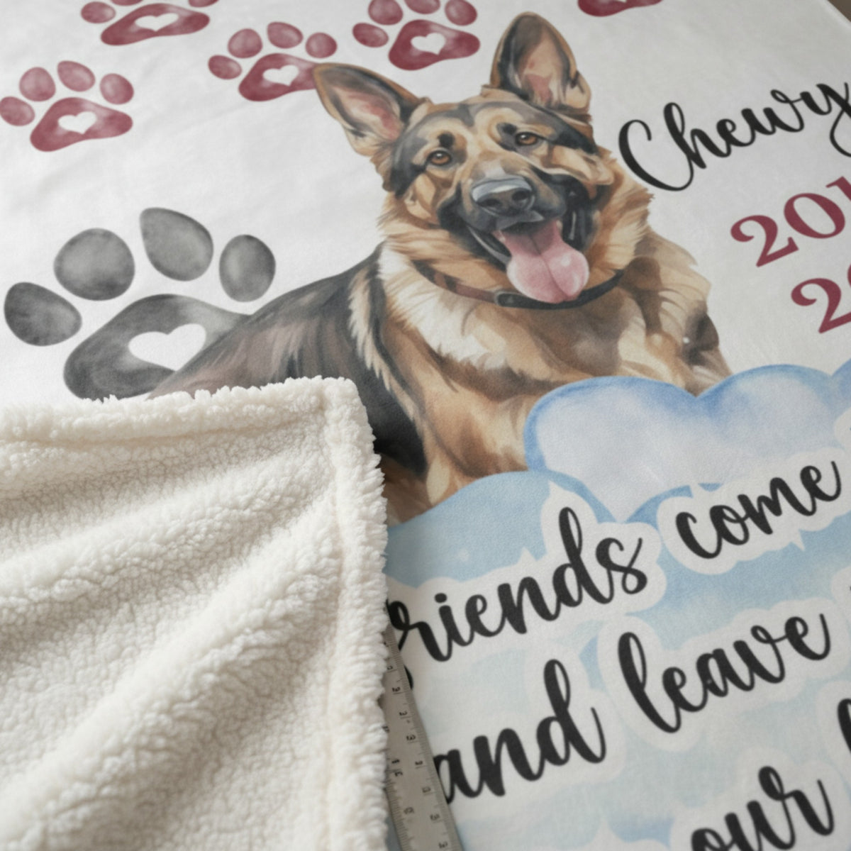 "Pawprints In Our Hearts" Custom Dog Remembrance Throw Blanket