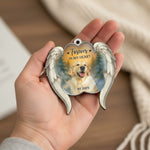 Personalized Dog Memorial Ornament - "Forever In My Heart" Angel Wings Keepsake