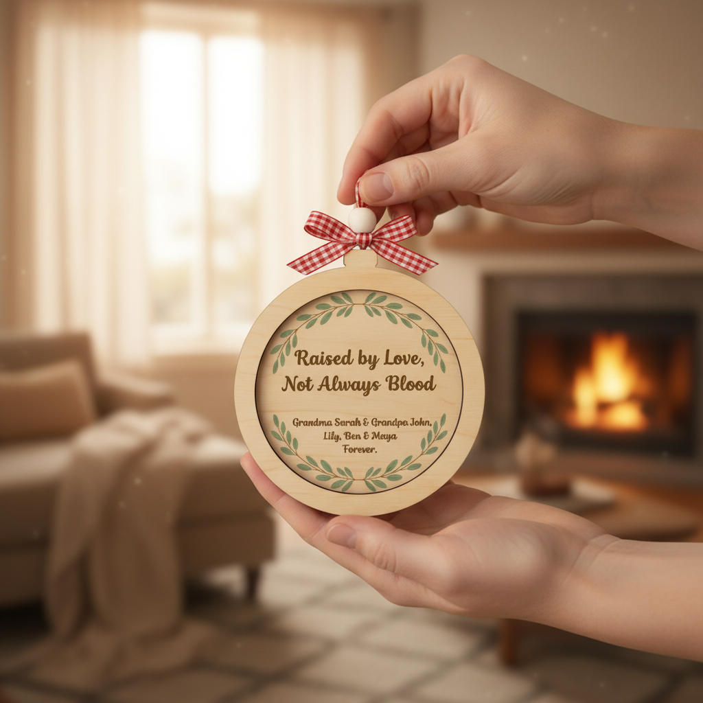 Personalized Grandfamily 2 Layered Wooden Ornament