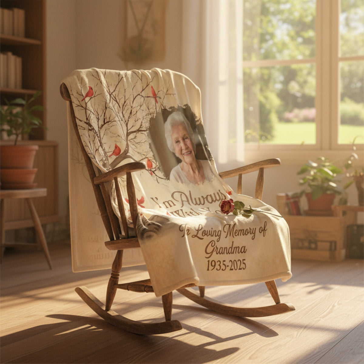 Memorial Blanket for Grandma – Custom Photo, Name & Years