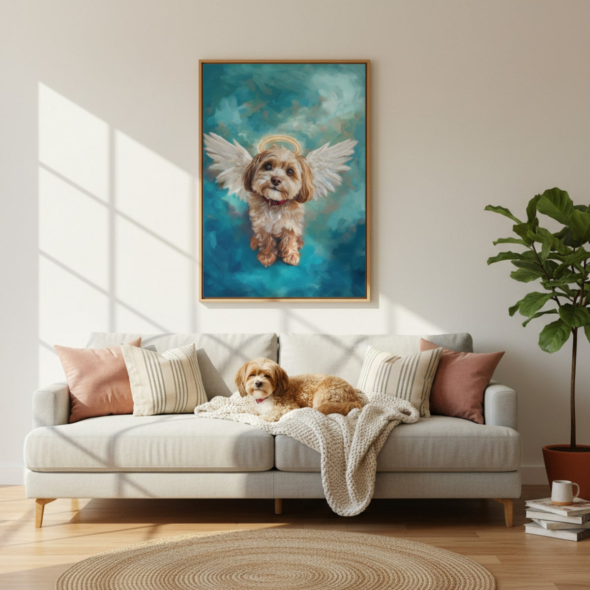 Personalized Pet Angel Portrait Canvas - Custom Photo w/ Wings & Halo Keepsake