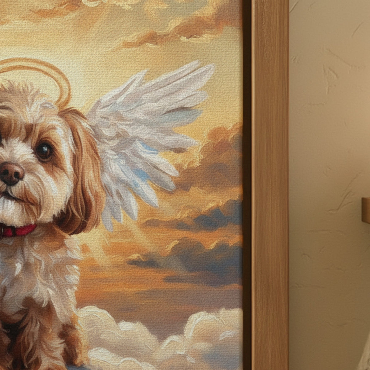 Personalized Pet Angel Portrait Canvas - Heaven Clouds & Angel Wings Keepsake