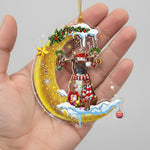 Personalized Pet Memorial Ornament - Custom Dog Christmas Moon & Star Keepsake