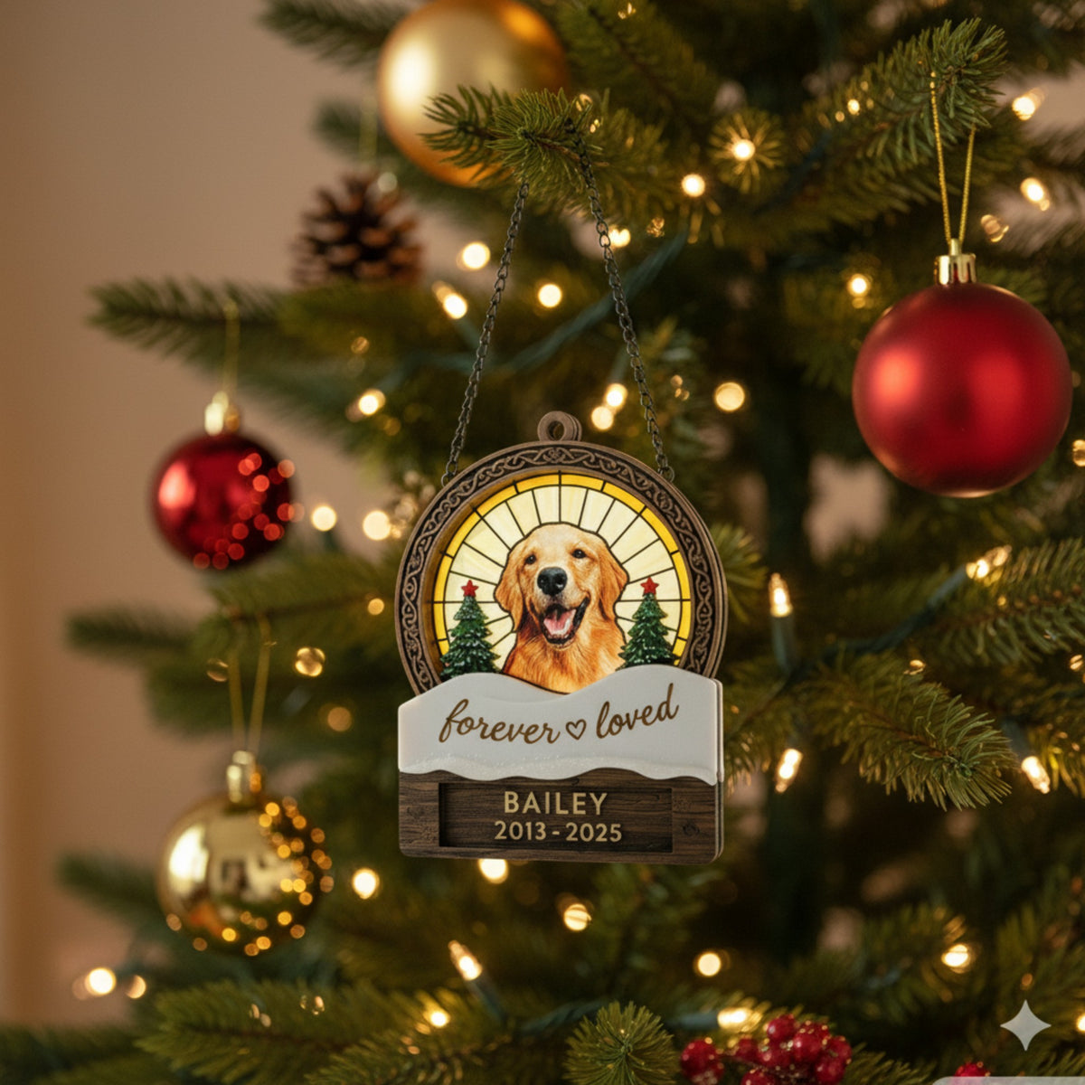 Personalized Pet Memorial Suncatcher – "Forever Loved" Keepsake Ornament