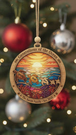 Generations Turtle Family Personalized 3-Layer Double-Sided Wooden Ornament