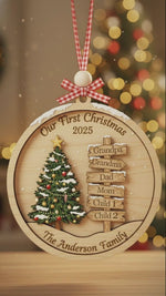 Custom Family Christmas Signpost 3-Layer Double-Sided Wooden Ornament